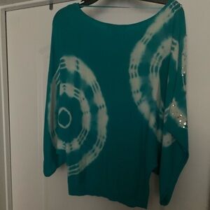 INC Teal and White Light Weight Sweater Size XS